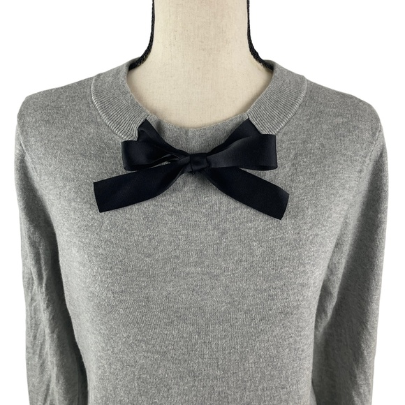 J. CREW MERCANTILE GRAY BOW NECK 3/4 SLEEVE SWEATER MEDIUM J7849 - Picture 4 of 9